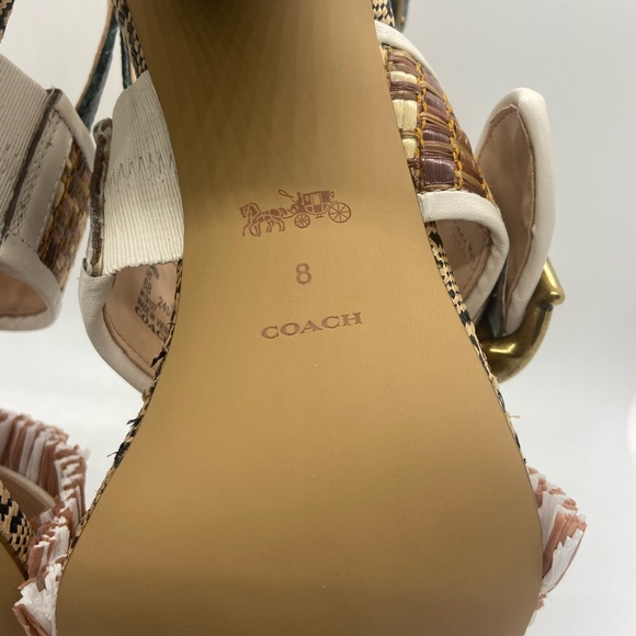 Coach Robin Raffia White and Beige Heel 8 - Picture 12 of 13